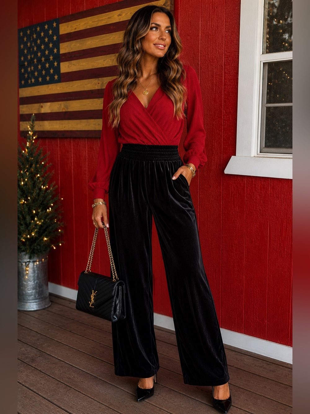 SkyLar Rose Red Long-Sleeve Bodysuit